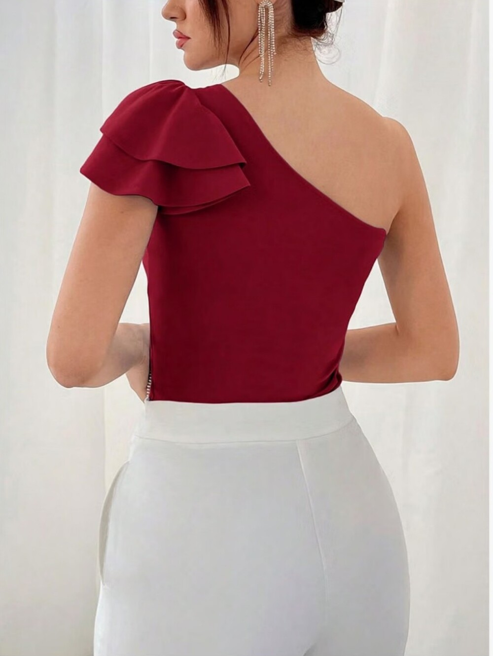 Off The Shoulder Top Ruffle Short Sleeve Top - Picture 3 of 5